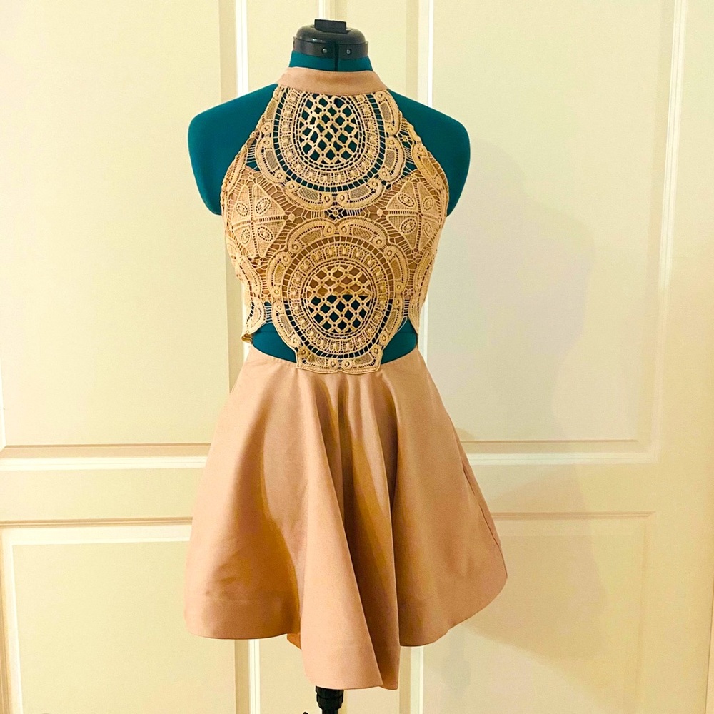 A Line Backless Blush Dress Crochet Detail